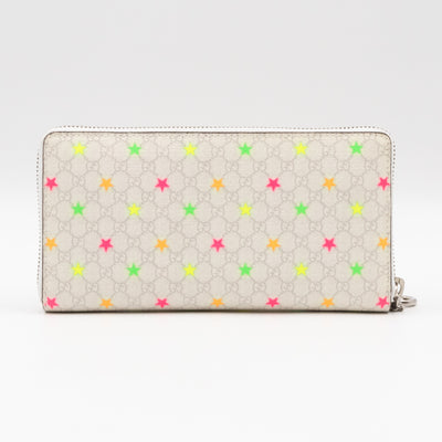 Zip Around Wallet White Micro GG Supreme Stars Canvas