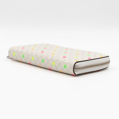 Zip Around Wallet White Micro GG Supreme Stars Canvas