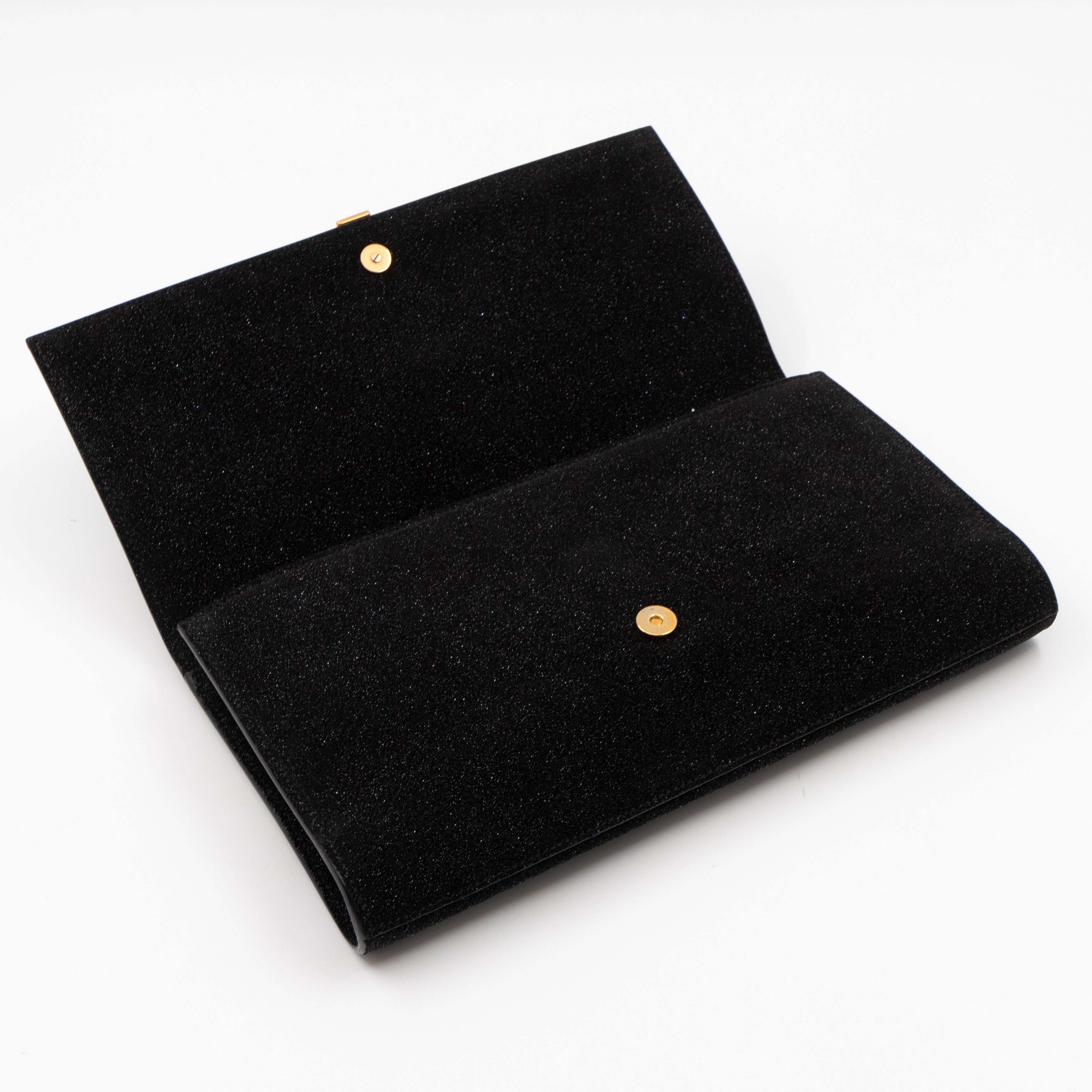 Chyc Ligne Y Clutch Black Glitter Leather