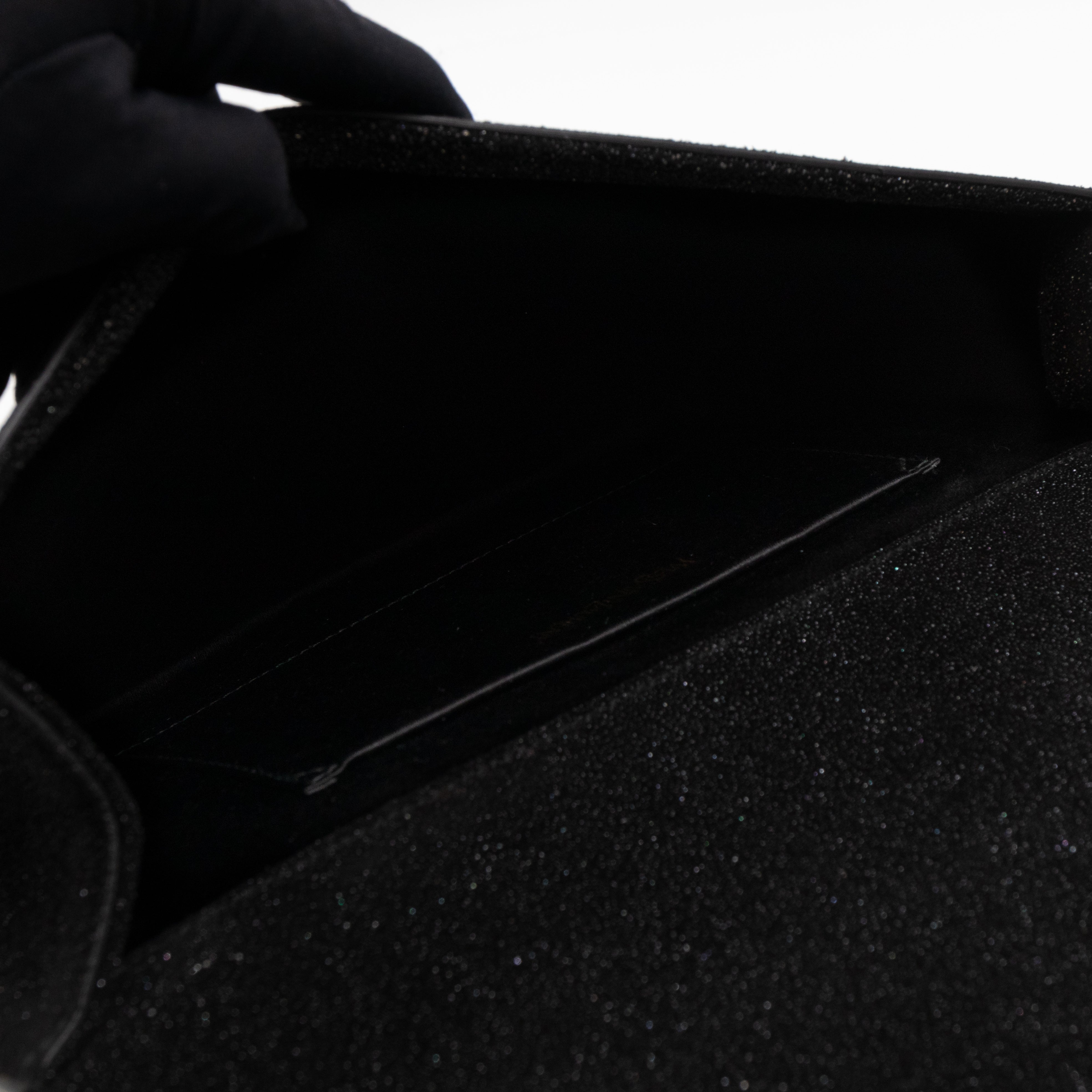 Chyc Ligne Y Clutch Black Glitter Leather