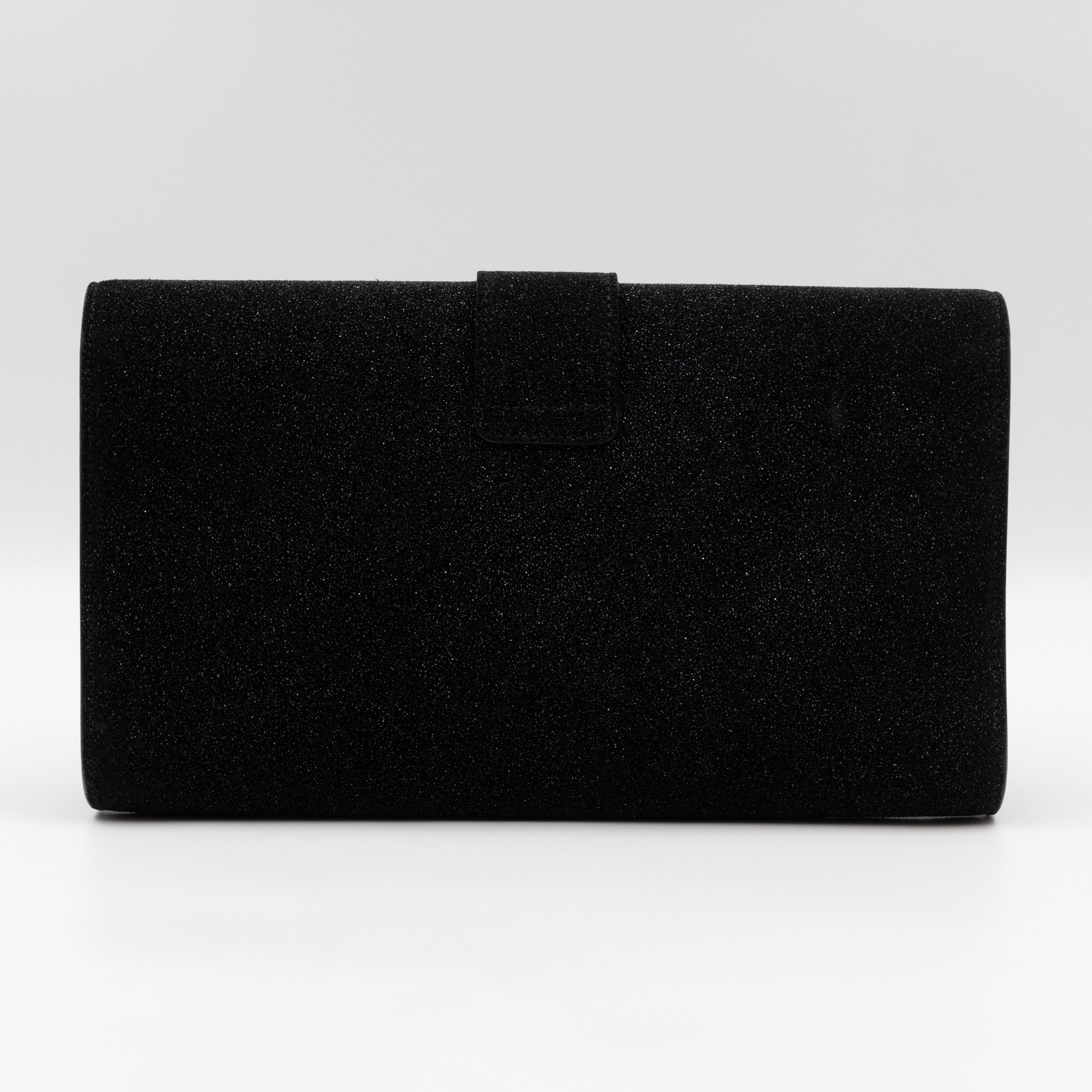 Chyc Ligne Y Clutch Black Glitter Leather