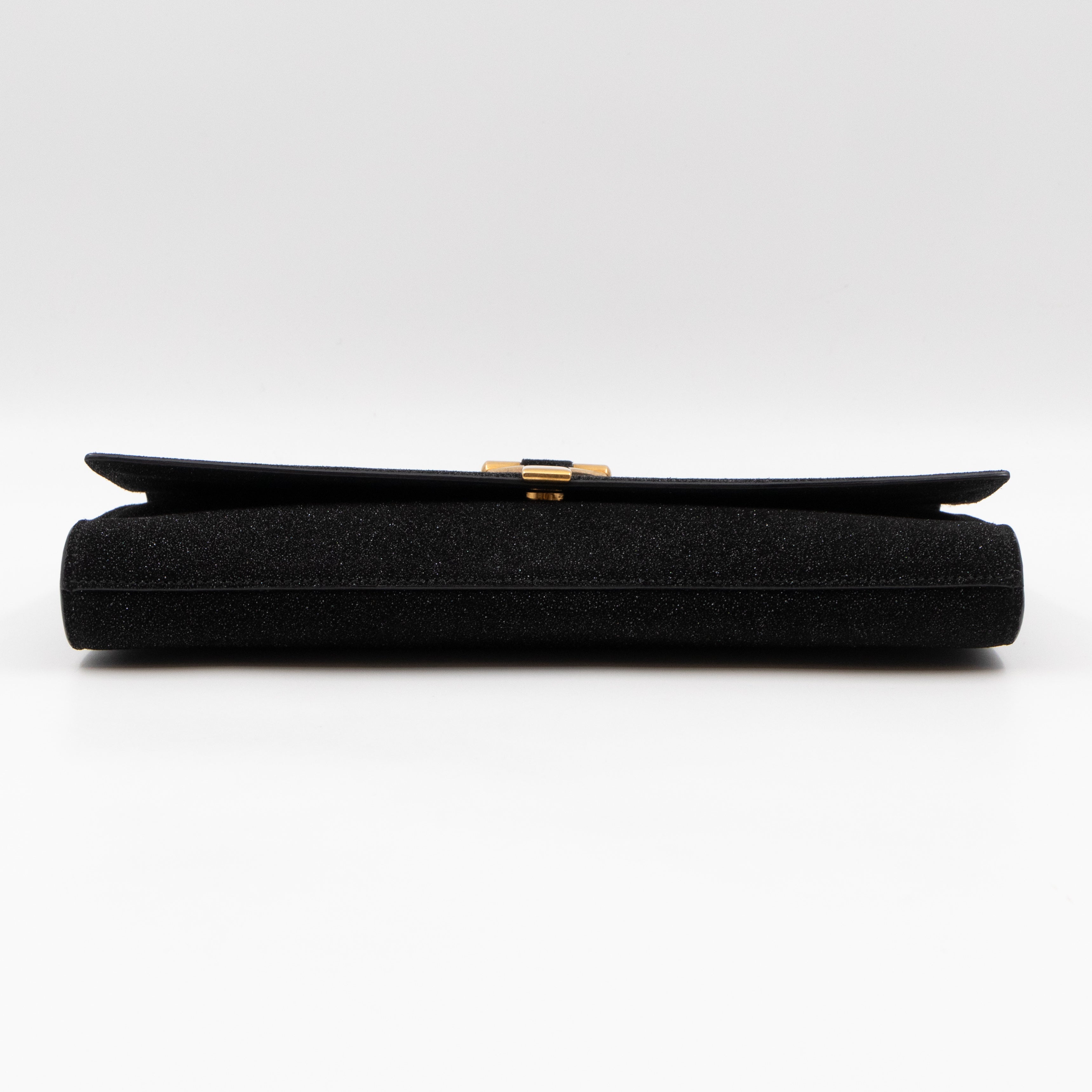 Chyc Ligne Y Clutch Black Glitter Leather