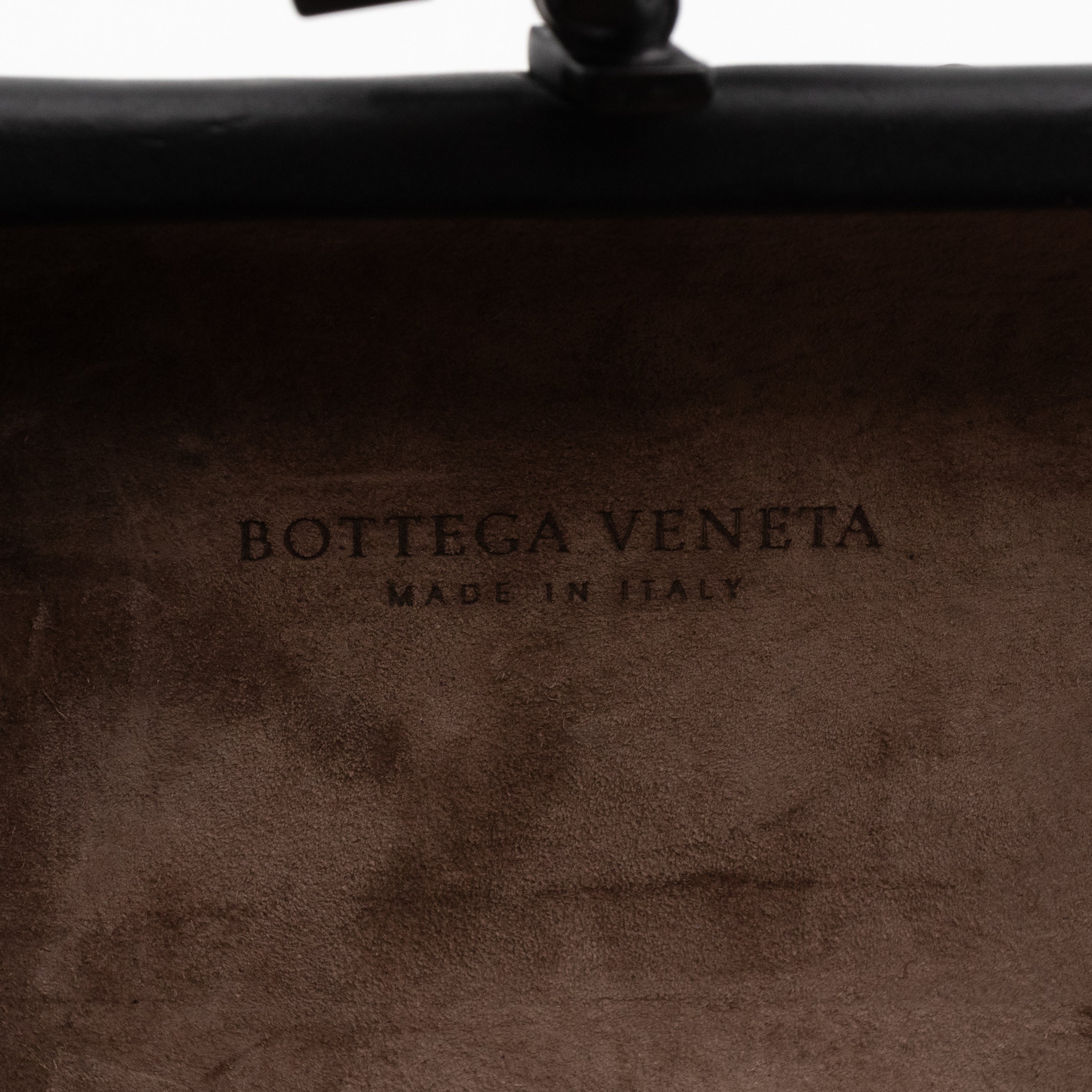 Knot Clutch Studded Under Intrecciato Black Leather