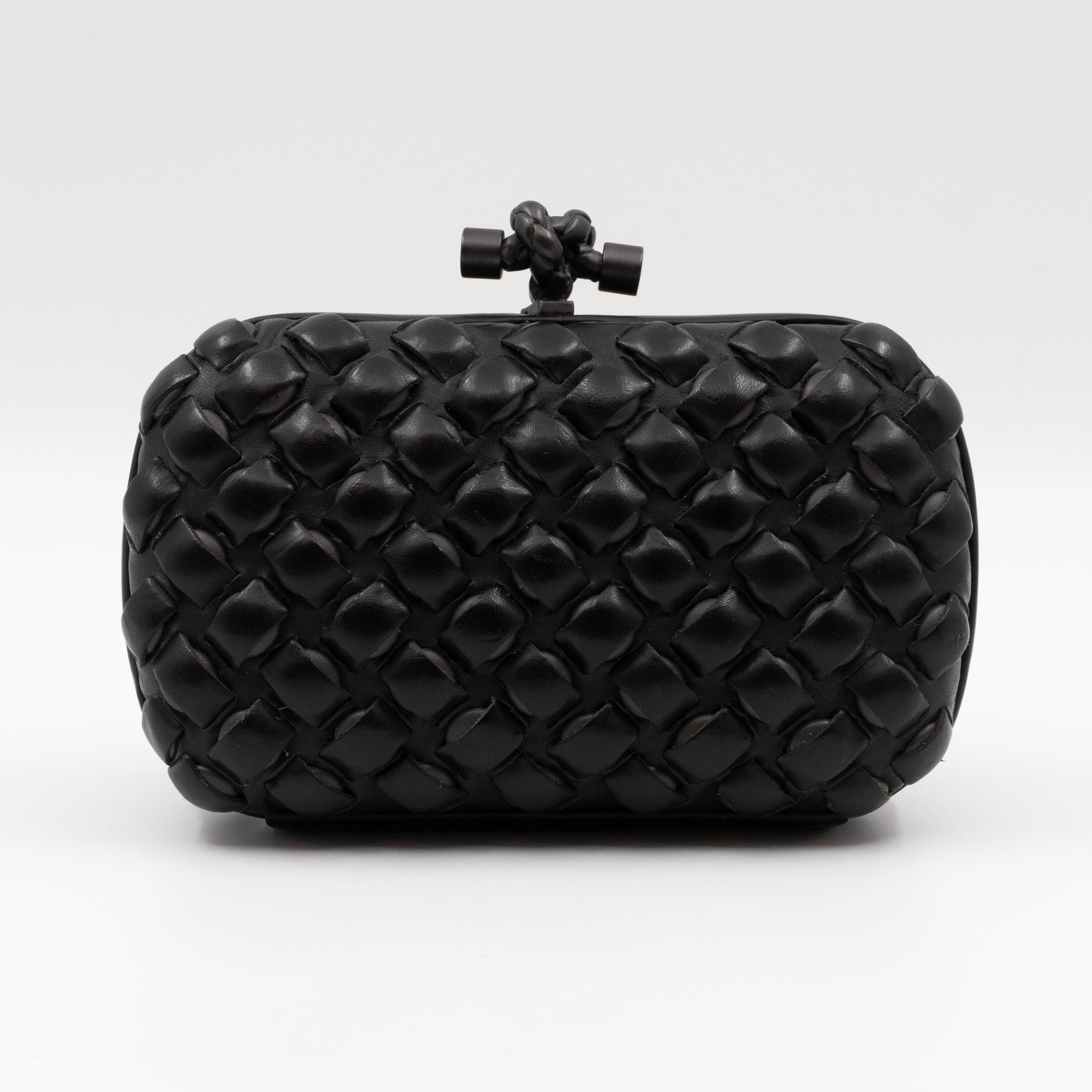 Knot Clutch Studded Under Intrecciato Black Leather