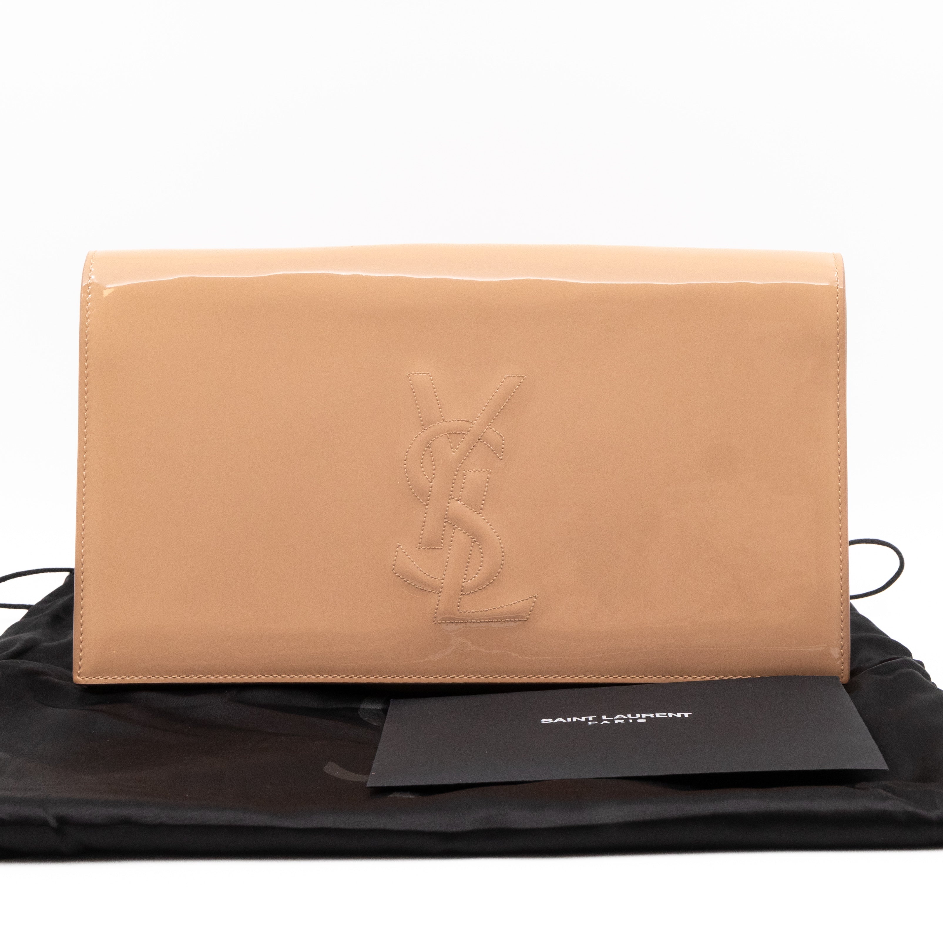 Beige patent leather clearance clutch