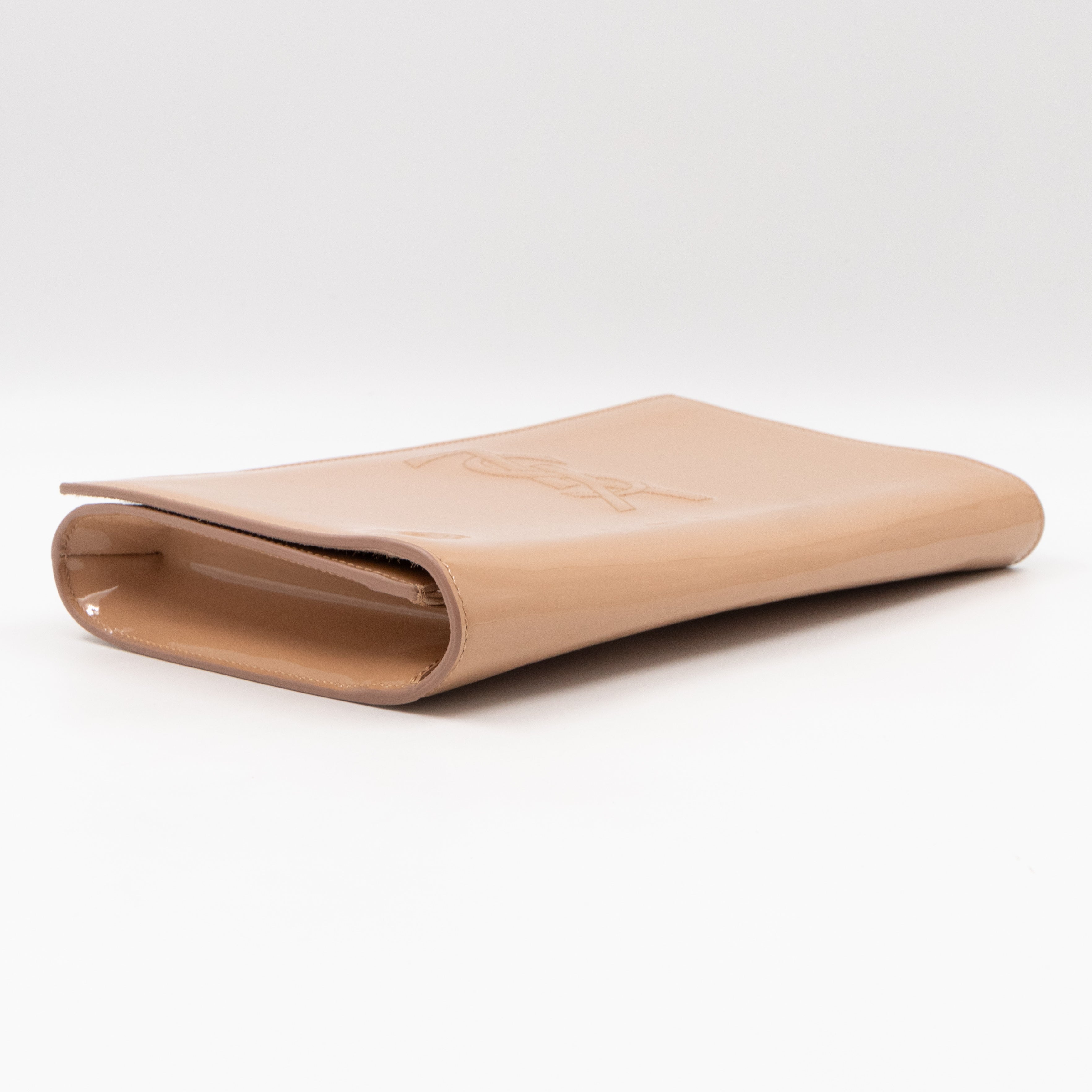 Saint Laurent YSL Belle De Jour Clutch Large Patent Leather Rose Beige Queen Station