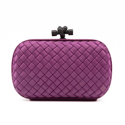 Knot Clutch Purple Satin Intrecciato Python Edge
