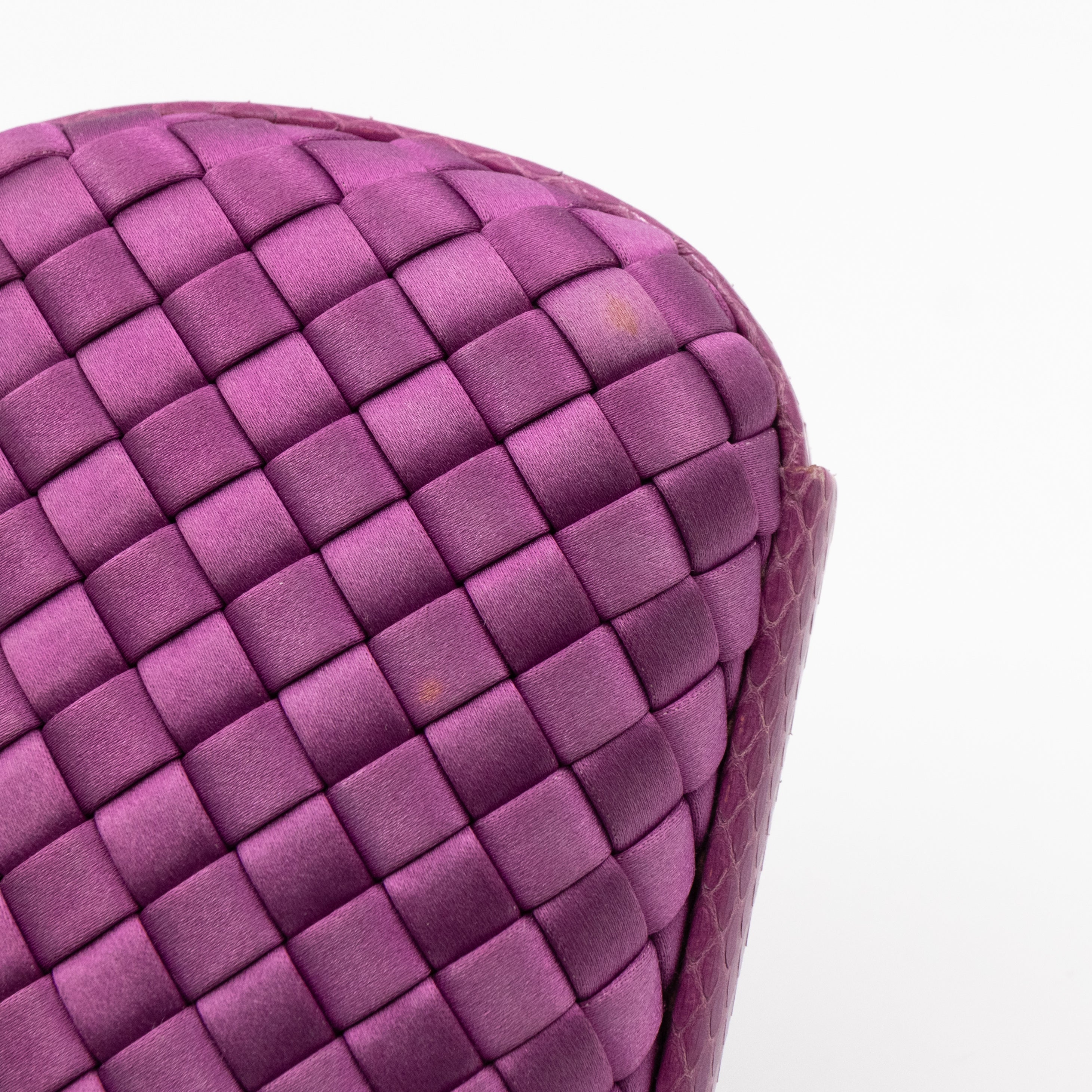 Knot Clutch Purple Satin Intrecciato Python Edge