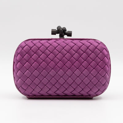 Knot Clutch Purple Satin Intrecciato Python Edge