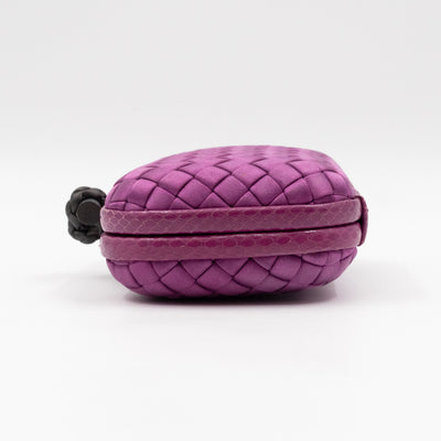Knot Clutch Purple Satin Intrecciato Python Edge