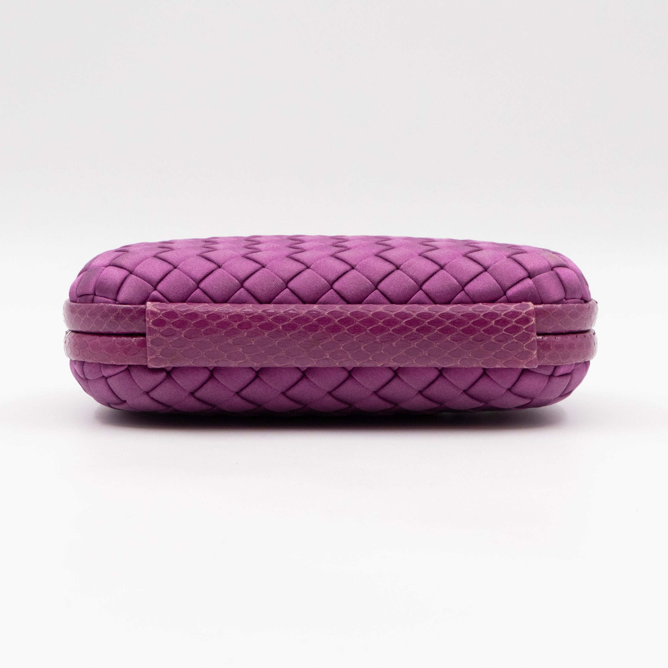 Knot Clutch Purple Satin Intrecciato Python Edge
