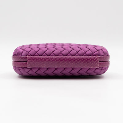 Knot Clutch Purple Satin Intrecciato Python Edge