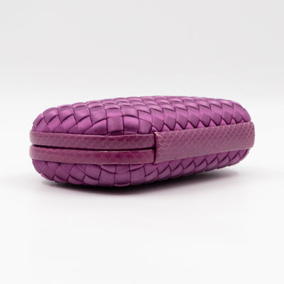 Knot Clutch Purple Satin Intrecciato Python Edge