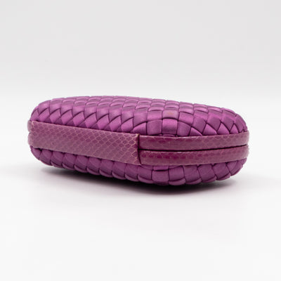 Knot Clutch Purple Satin Intrecciato Python Edge