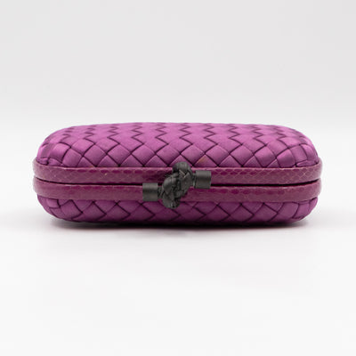 Knot Clutch Purple Satin Intrecciato Python Edge