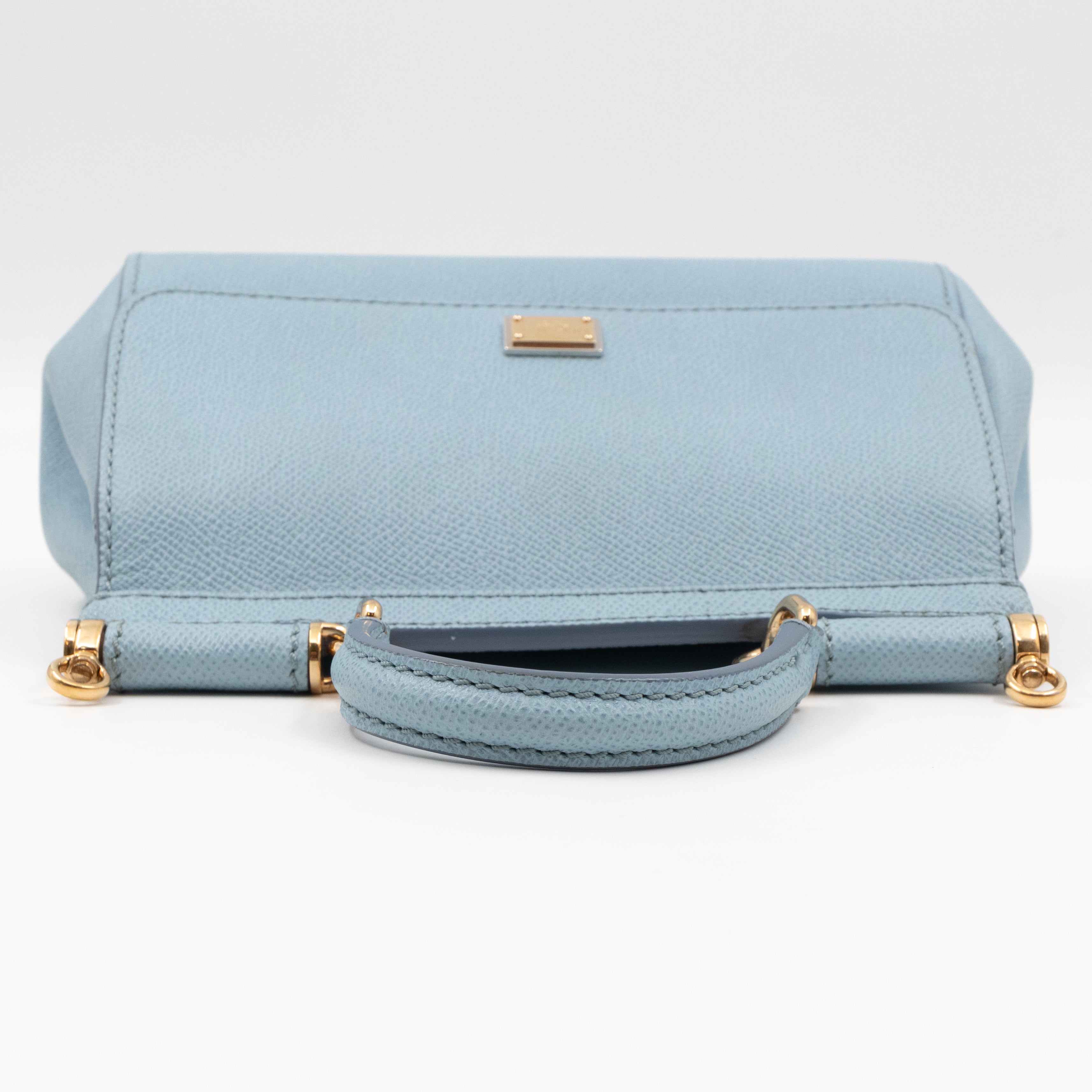 Sicily Small Dauphine Leather Light Blue