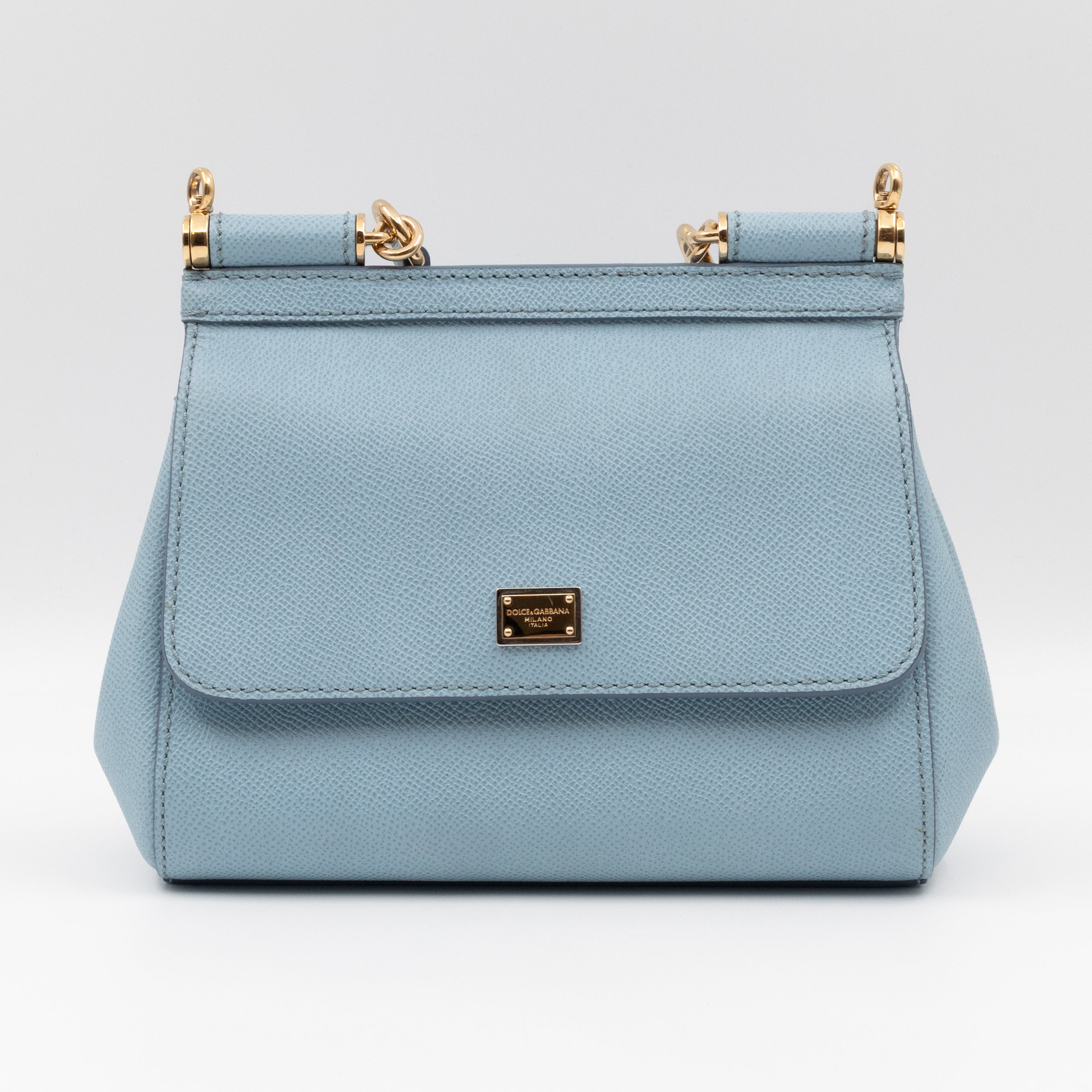 Sicily Small Dauphine Leather Light Blue