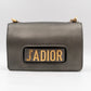 J'Adior Flap Bag Medium Metallic Gray Leather
