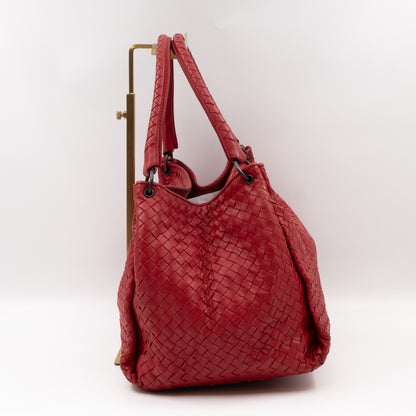 Parachute Bag Intrecciato Red Leather