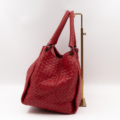 Parachute Bag Intrecciato Red Leather