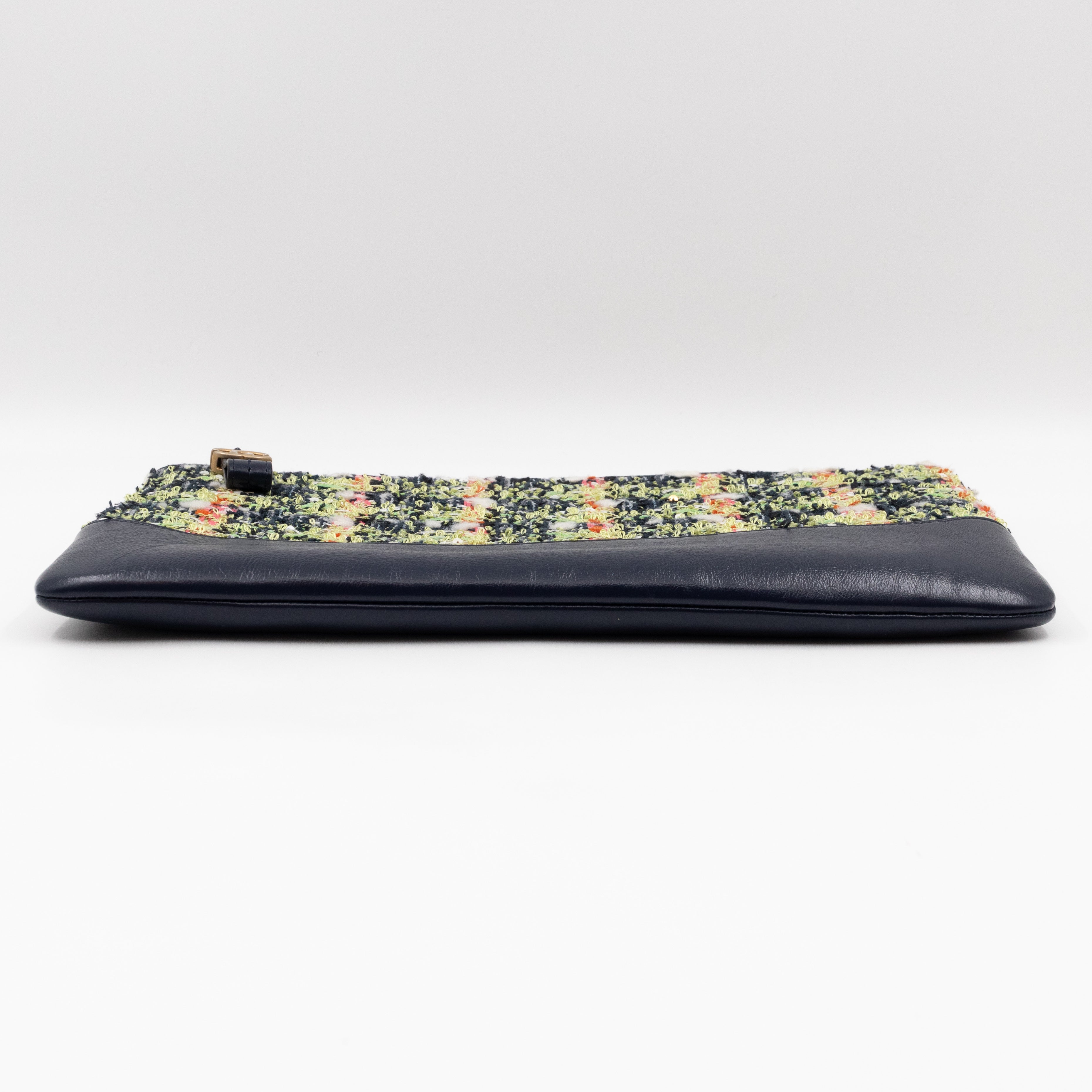 Large Gabrielle O Case Tweed Blue Leather