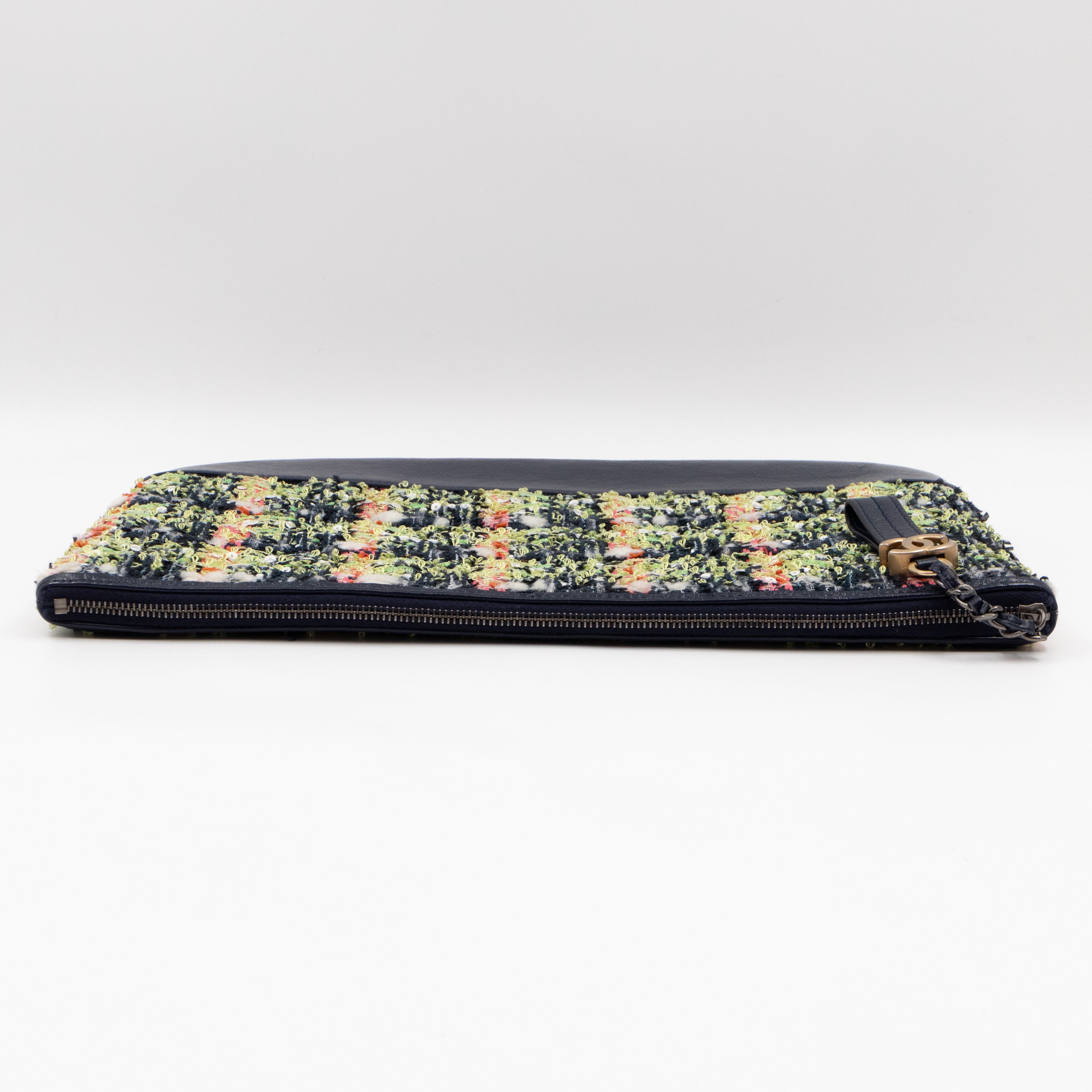 Large Gabrielle O Case Tweed Blue Leather