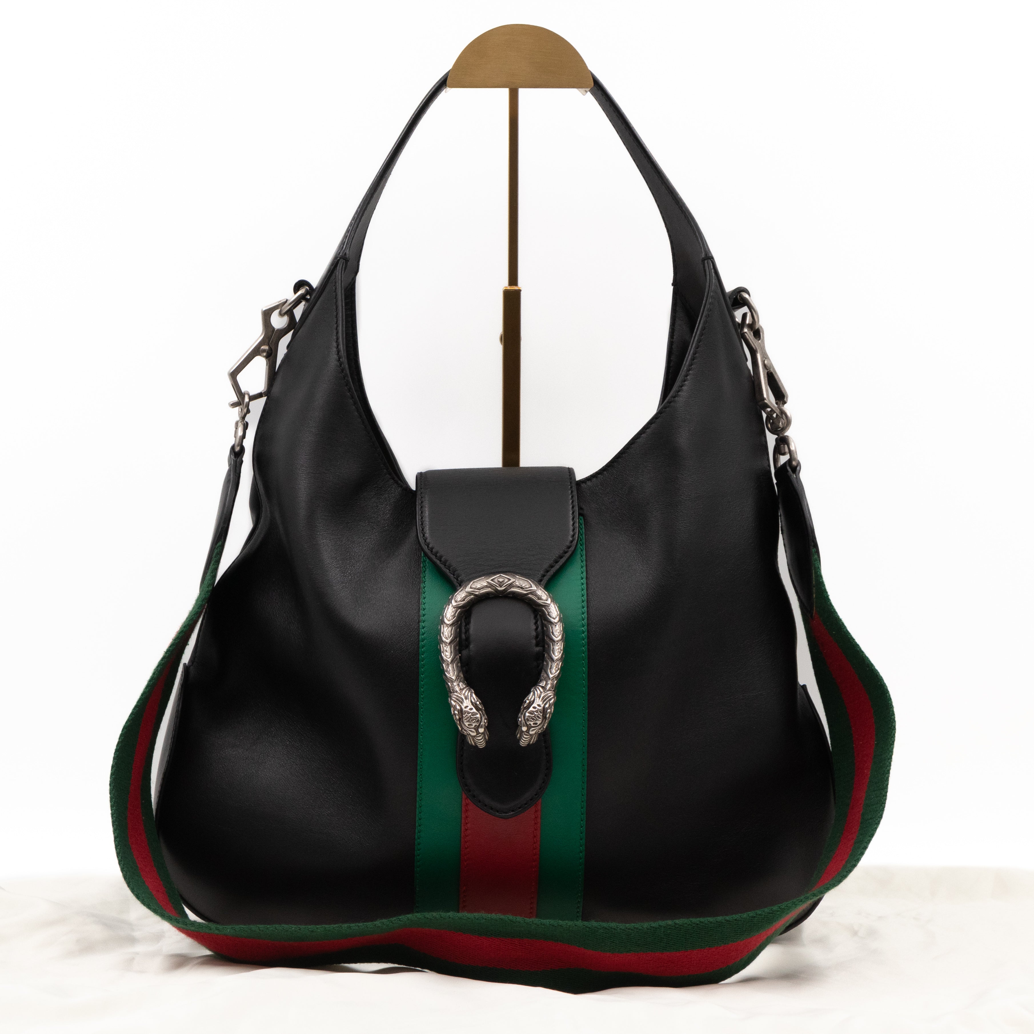 Dionysus Medium Hobo Web Black Leather