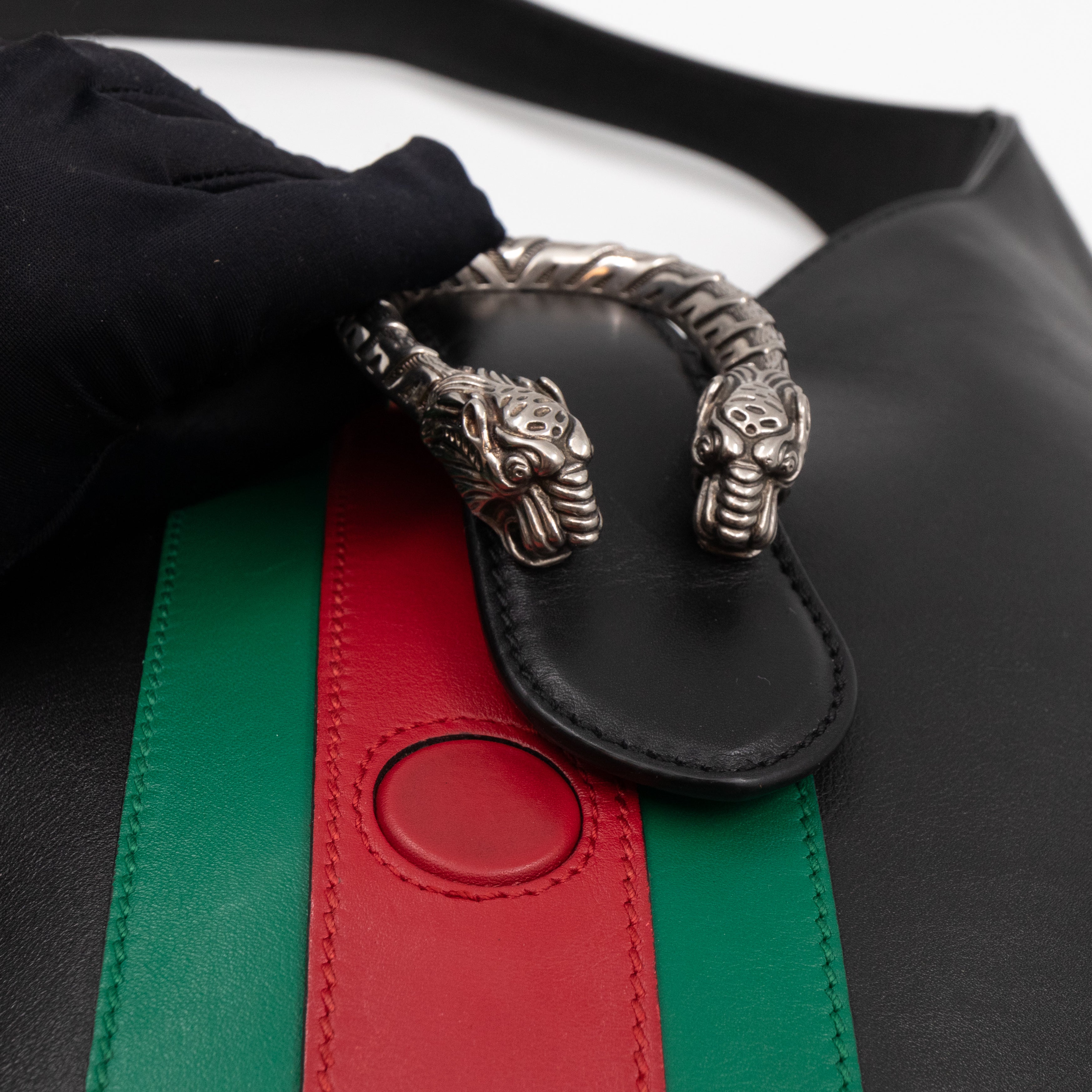 Dionysus Medium Hobo Web Black Leather