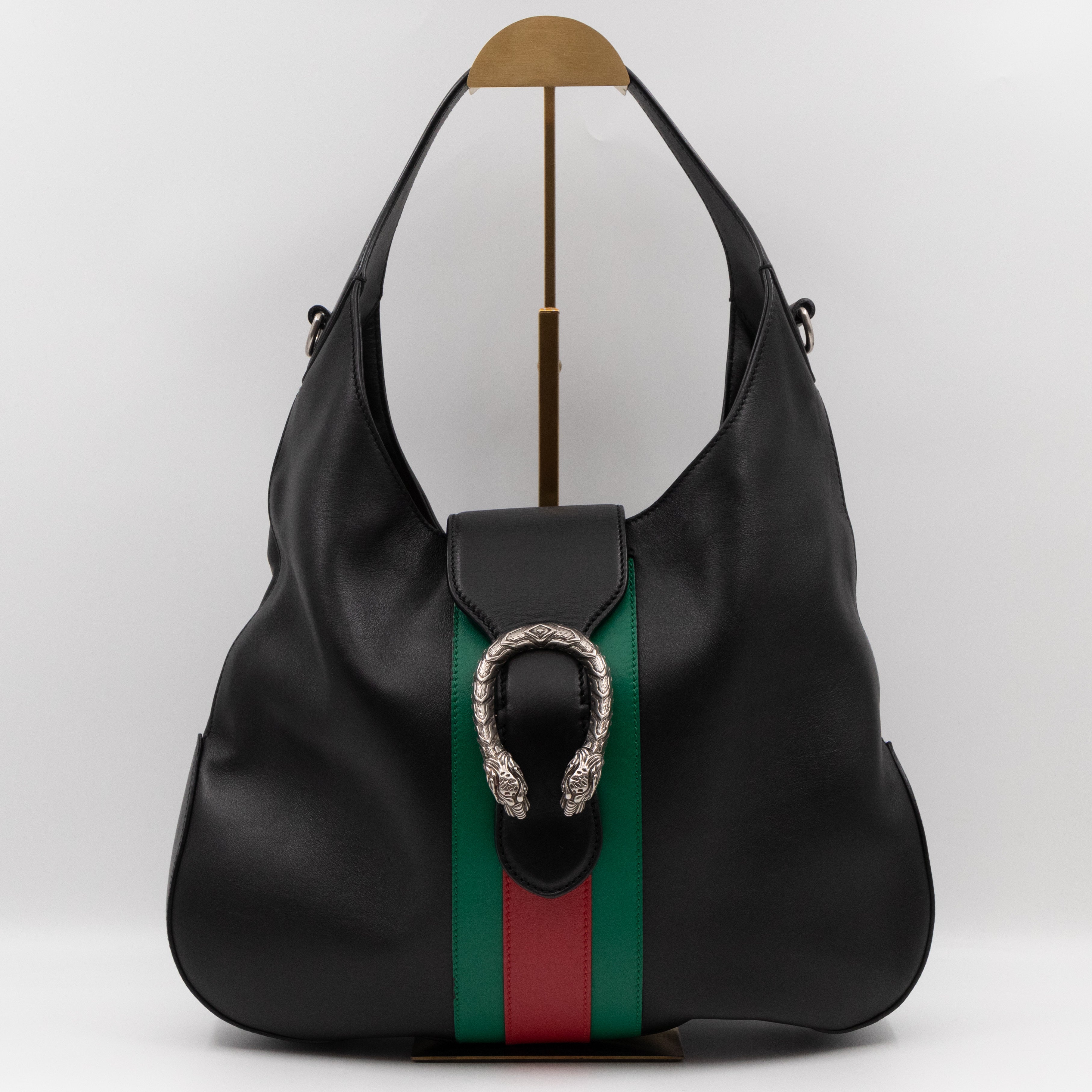 Dionysus Medium Hobo Web Black Leather