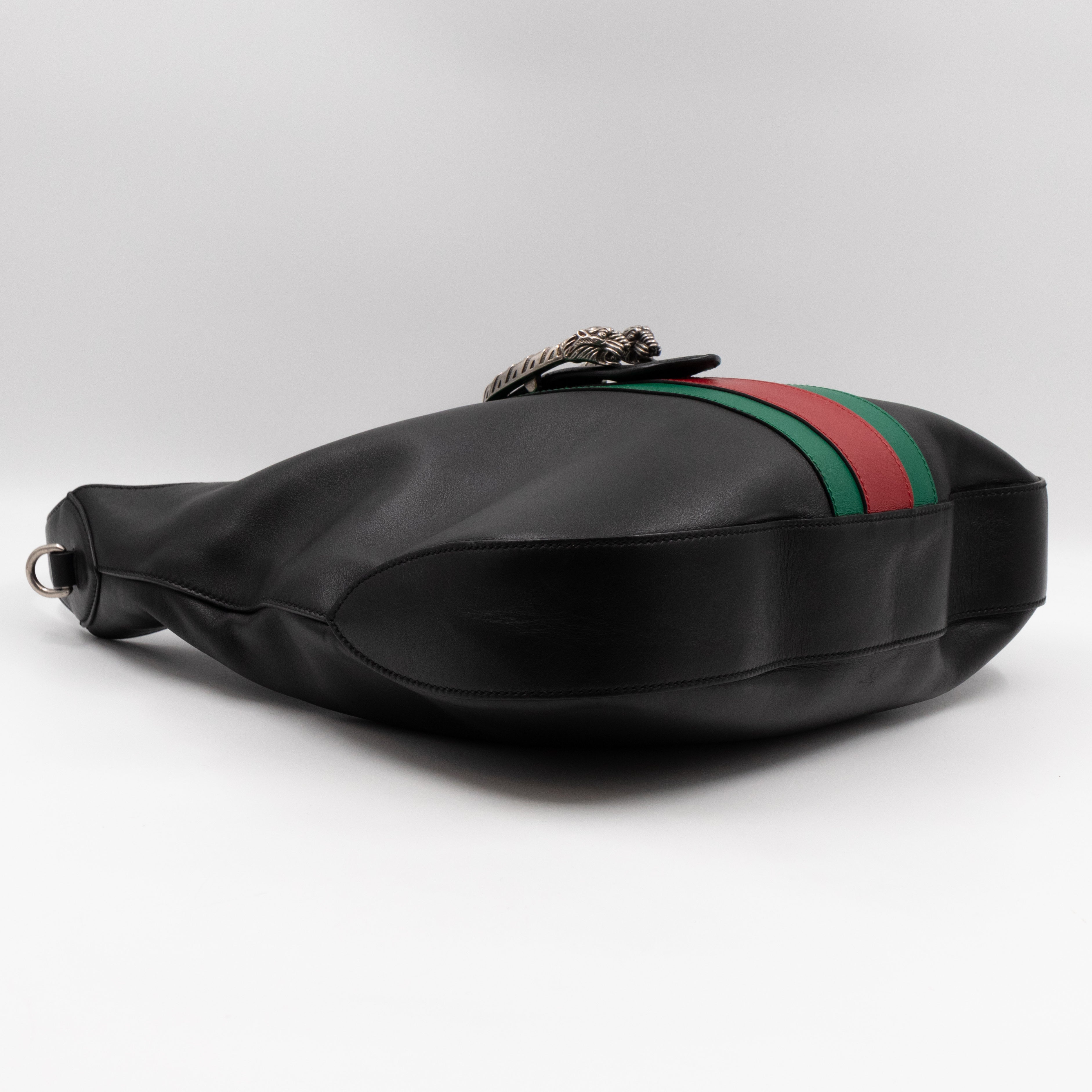 Dionysus Medium Hobo Web Black Leather