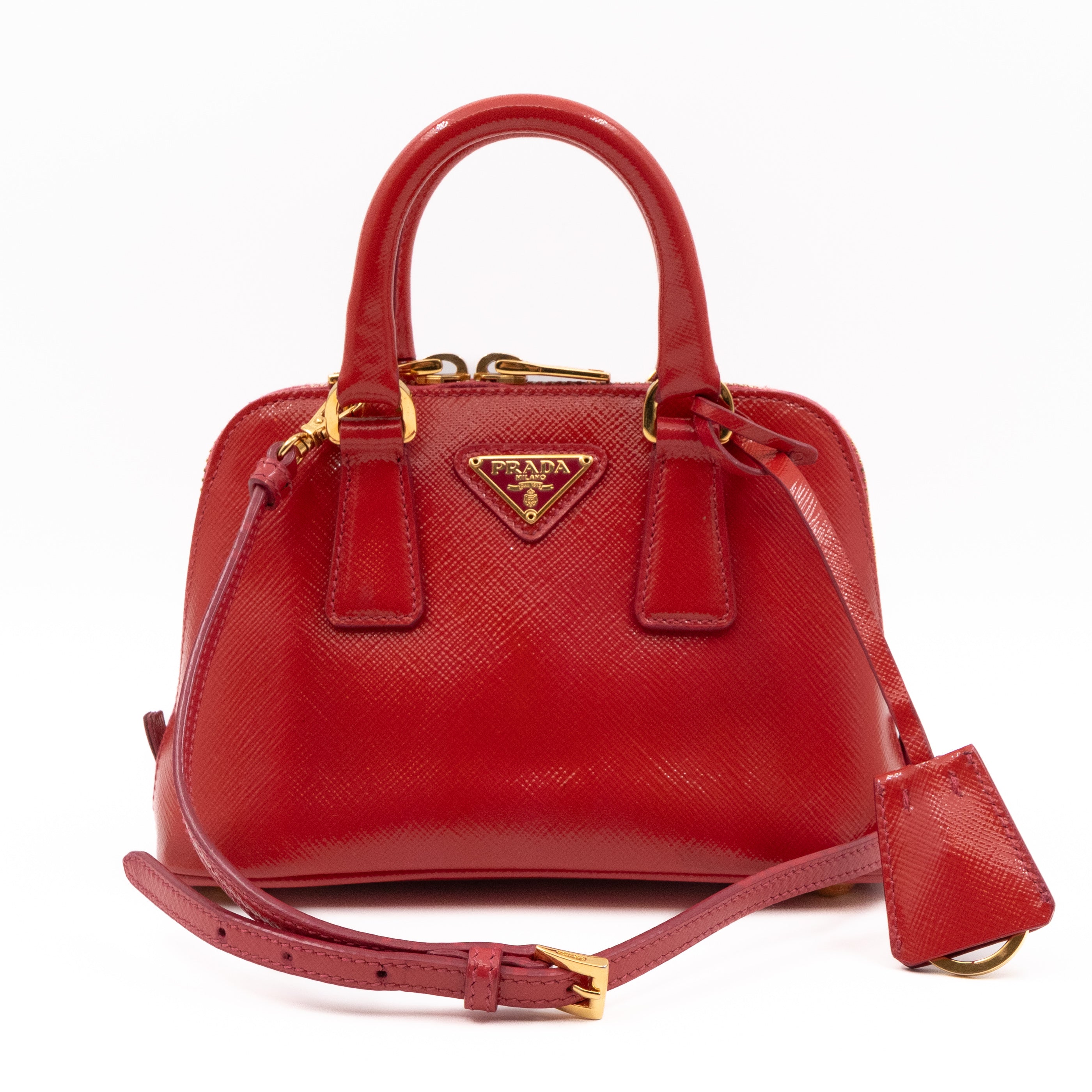 Promenade Mini Red Saffiano Vernice Leather
