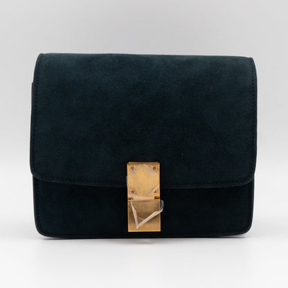 Classic Box Small Green Suede & Black Leather