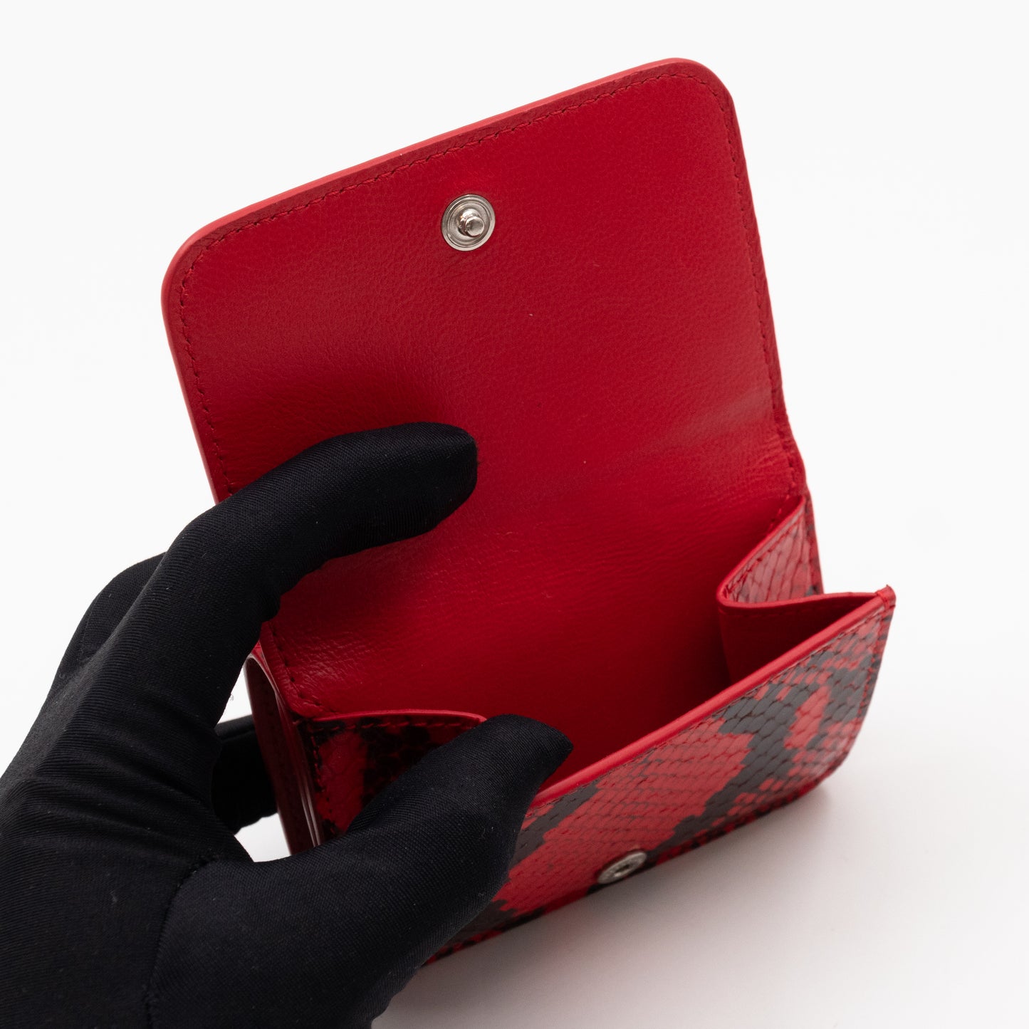 Logo Tri-fold Card Wallet Red Python