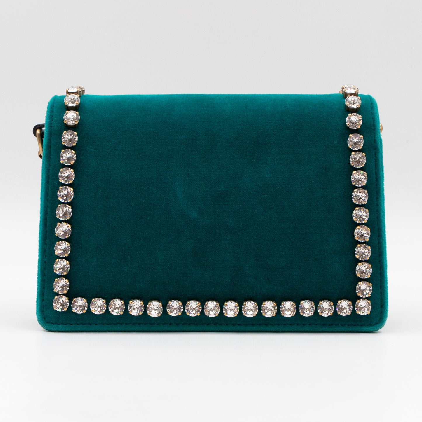 Broadway Mini Bee Pearly Crystal Embellished Shoulder Bag Turquoise Velvet