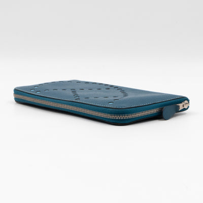 Evelyne Long Wallet Blue Leather