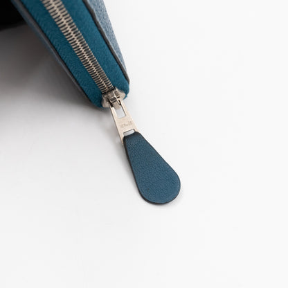 Evelyne Long Wallet Blue Leather