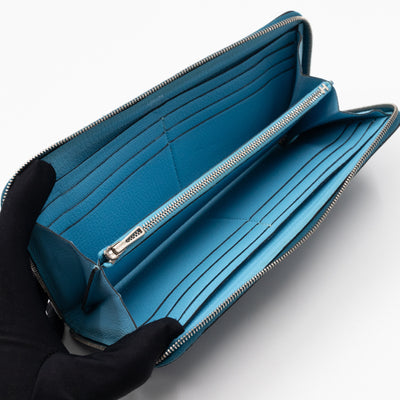 Evelyne Long Wallet Blue Leather
