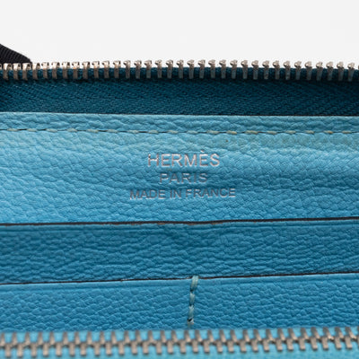 Evelyne Long Wallet Blue Leather