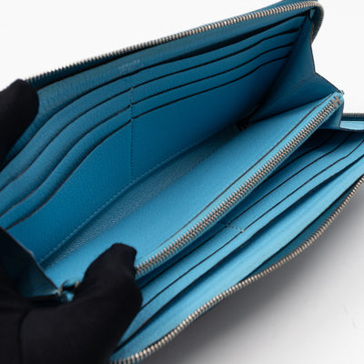 Evelyne Long Wallet Blue Leather