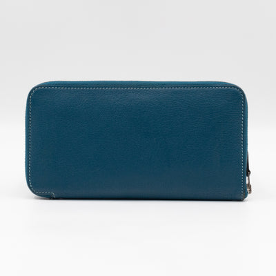 Evelyne Long Wallet Blue Leather