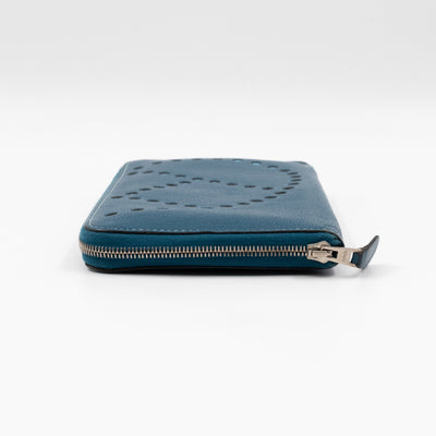 Evelyne Long Wallet Blue Leather