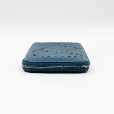 Evelyne Long Wallet Blue Leather