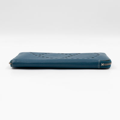 Evelyne Long Wallet Blue Leather