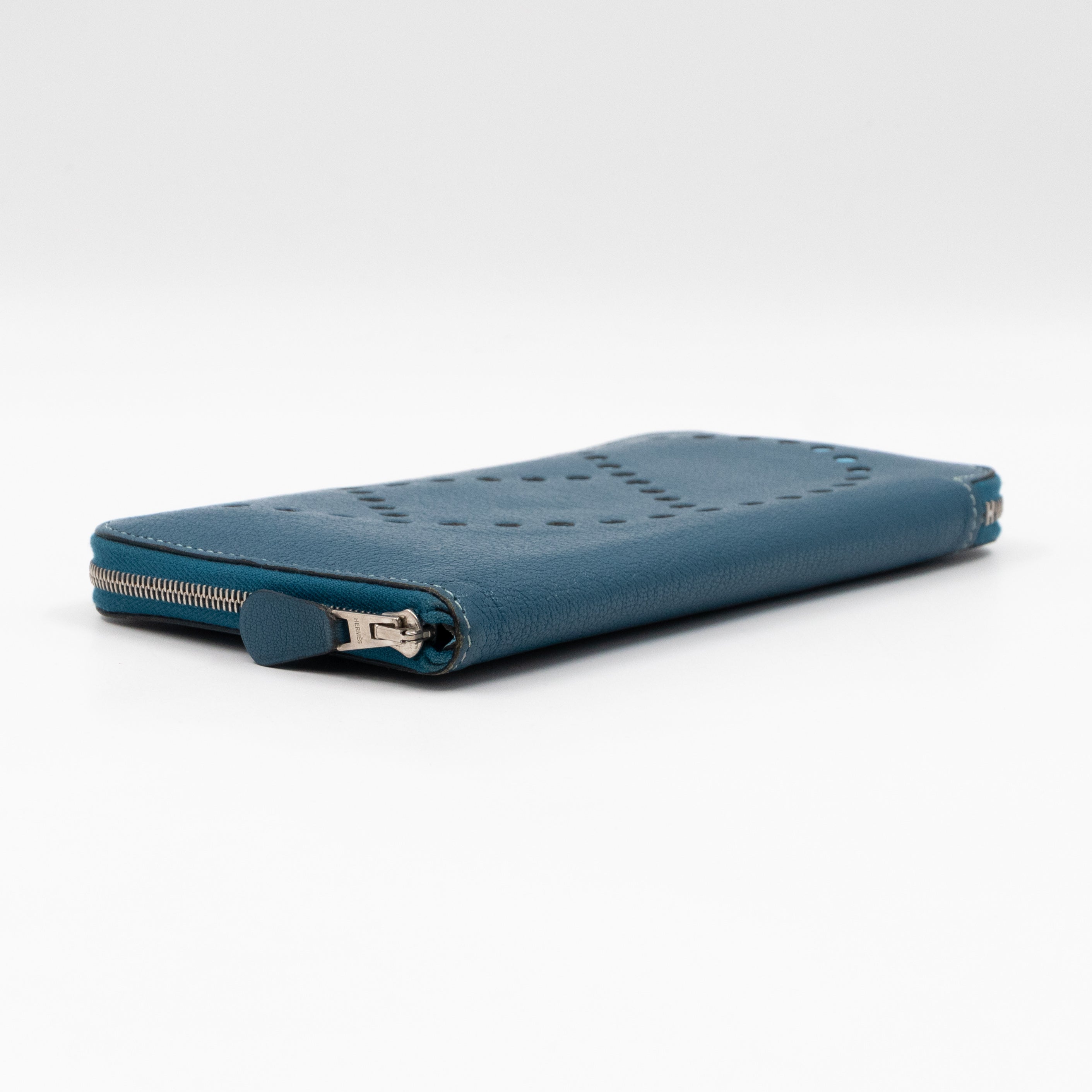 Evelyne Long Wallet Blue Leather