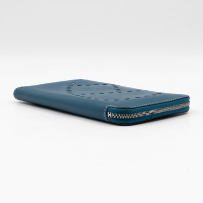Evelyne Long Wallet Blue Leather