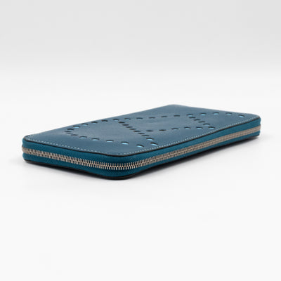 Evelyne Long Wallet Blue Leather