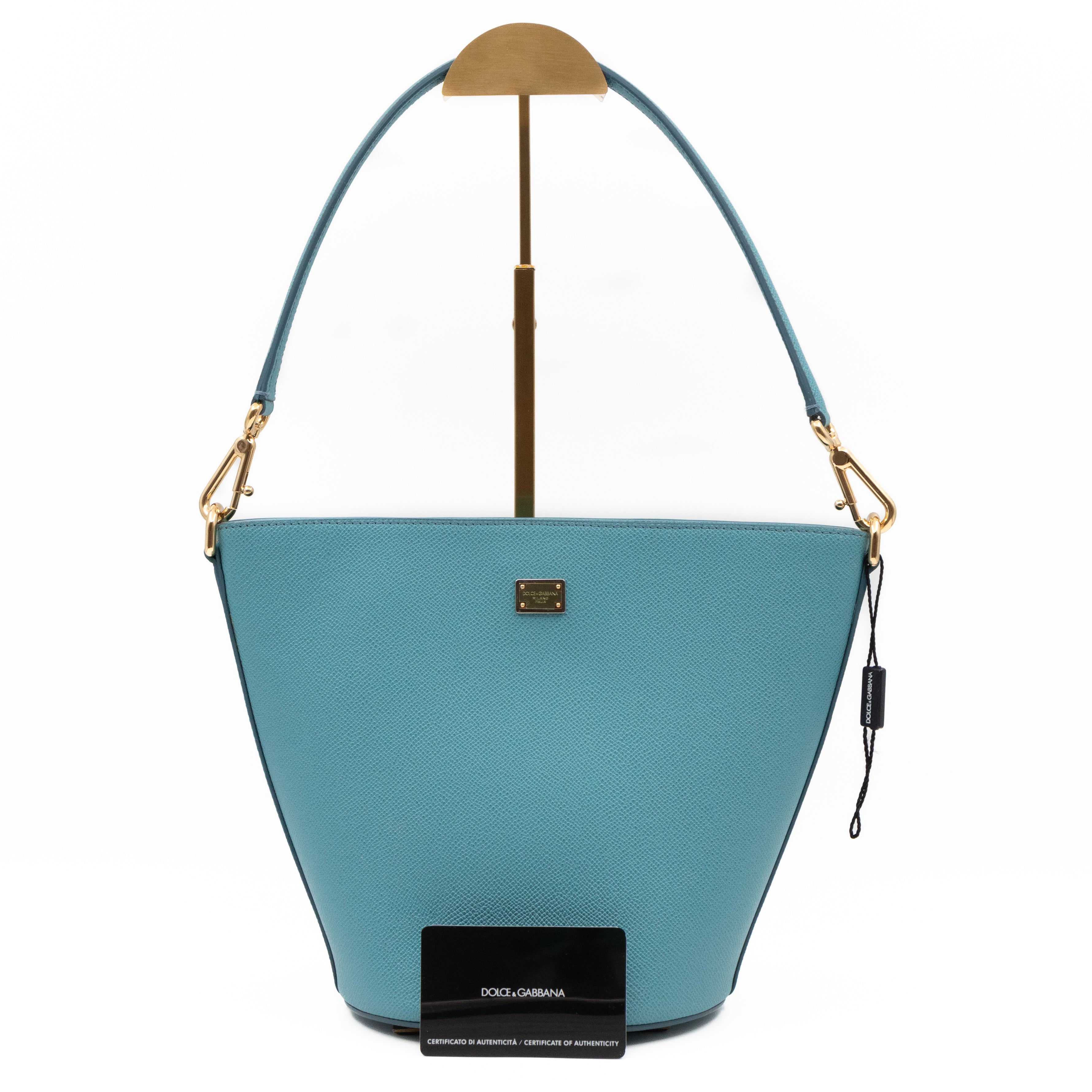 Bucket Tote Bag Blue Dauphine Leather