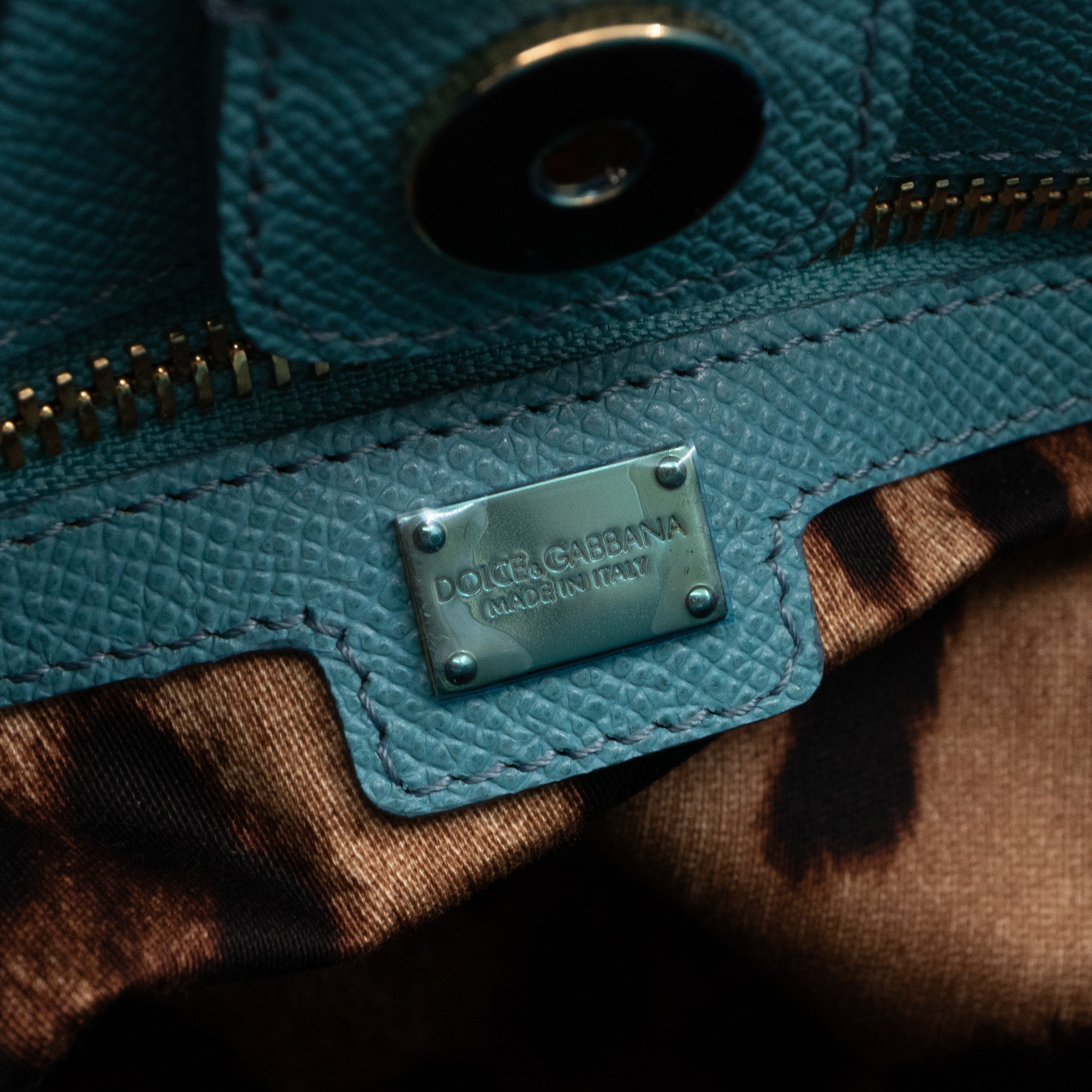 Bucket Tote Bag Blue Dauphine Leather