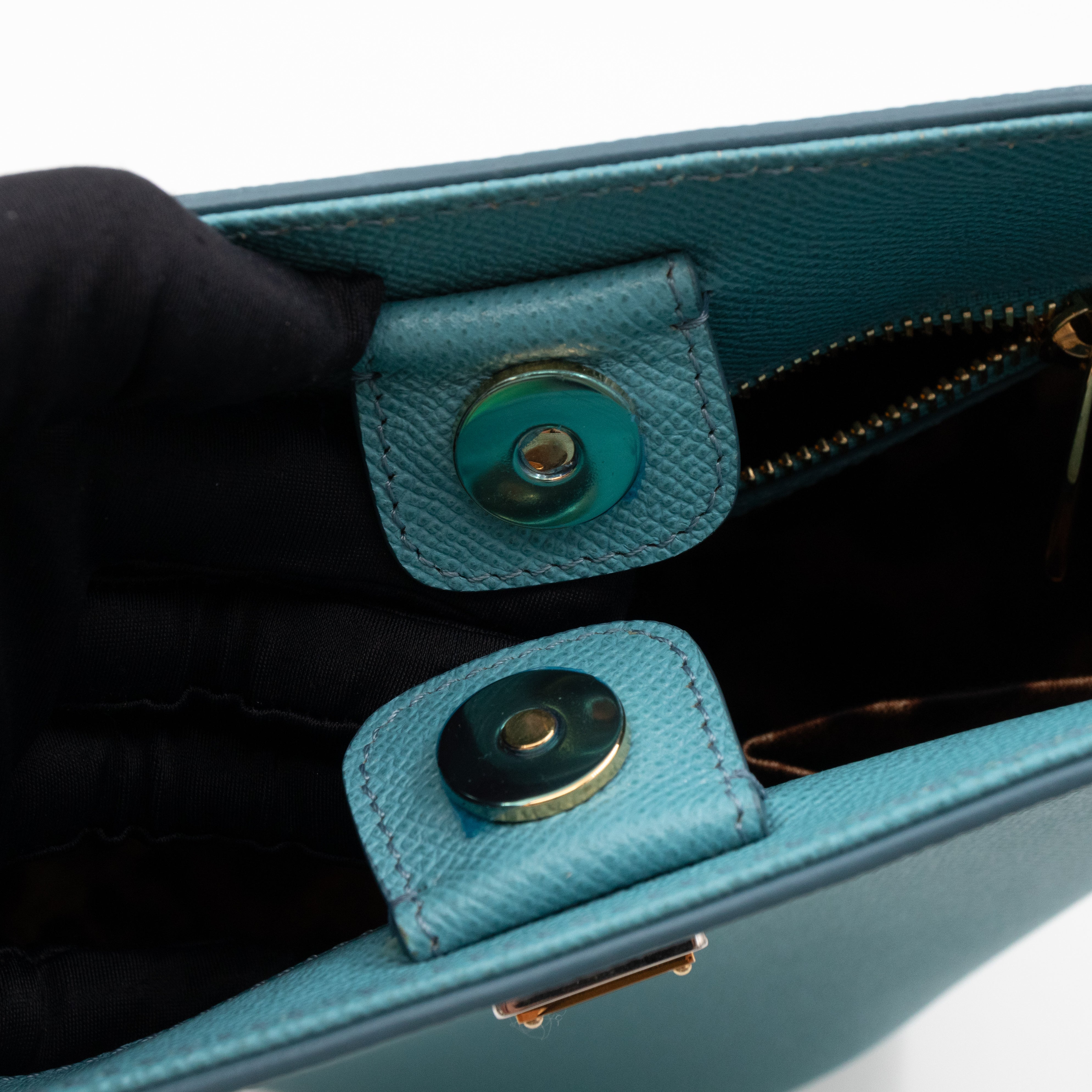 Bucket Tote Bag Blue Dauphine Leather