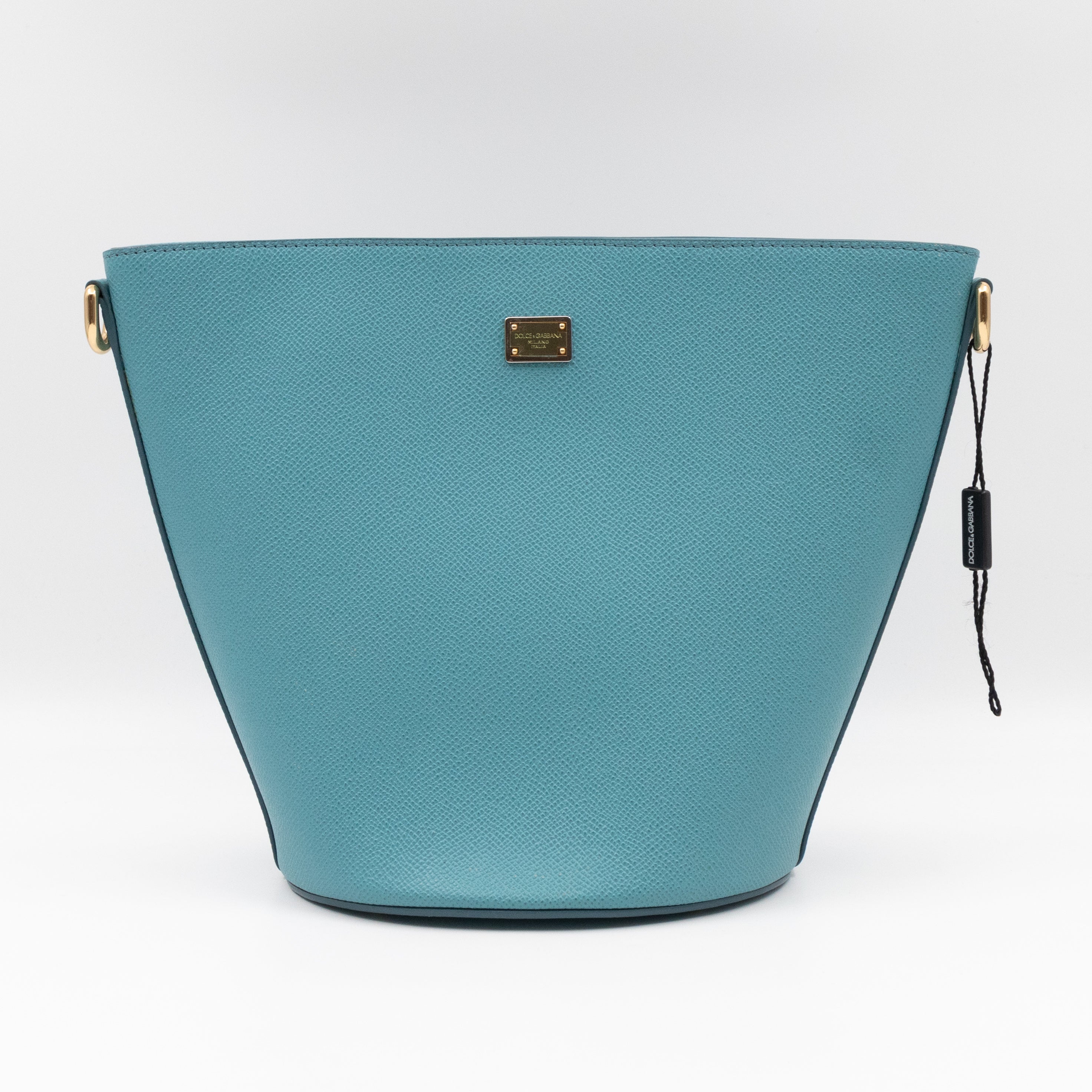 Bucket Tote Bag Blue Dauphine Leather